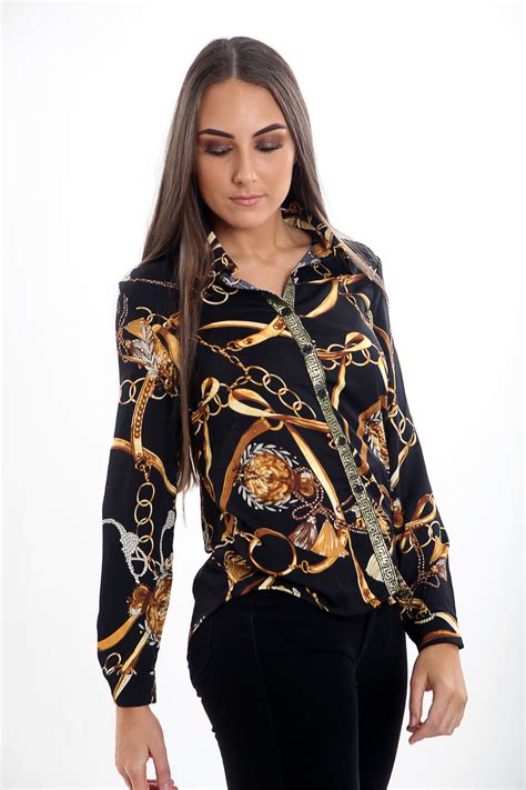 versace inspired button down shirts for women|authentic Versace shirts.